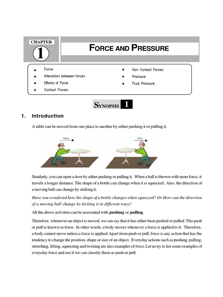01-Force and Pressure-Viii - SSM | PDF | Force | Gravity