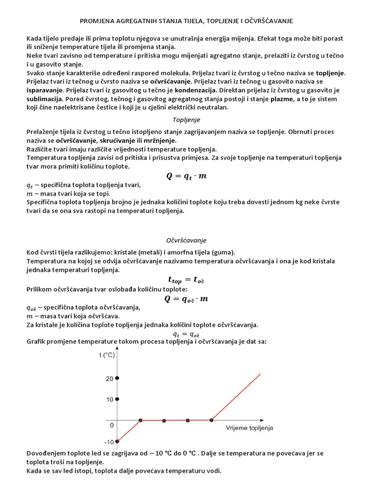 64.promjena Agregatnih Stanja Tijela, Topljenje I Očvršćavanje | PDF