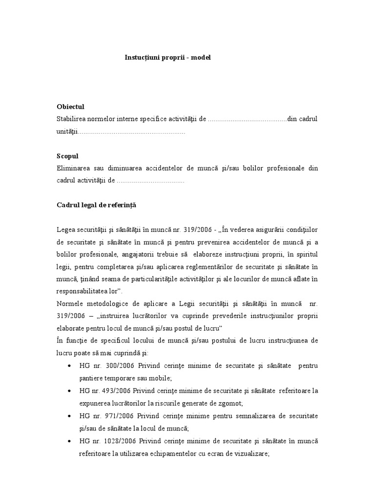 Instructiuni Proprii - Model | PDF