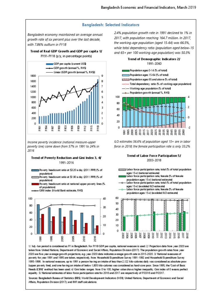 Bangladesh Economic and Financial Indicators, March 2019 | PDF | Gross ...