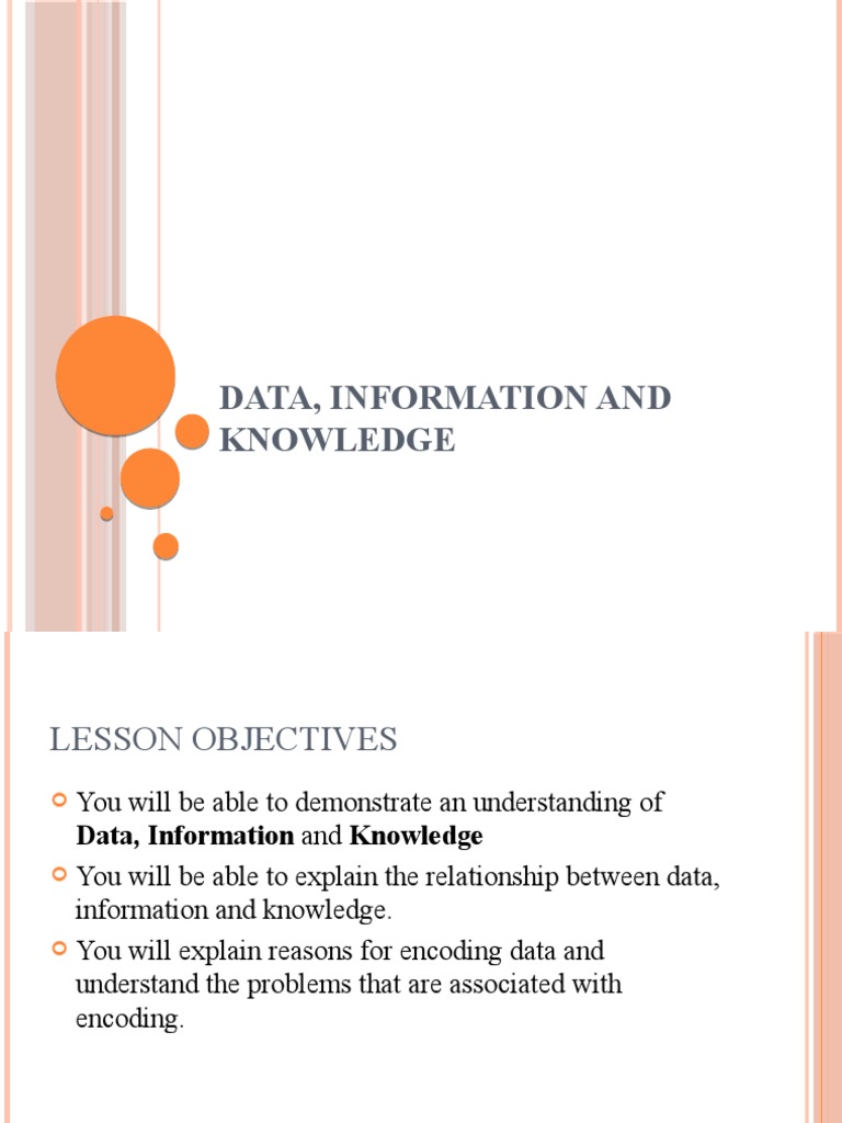 Data, Information and Knowledge Lesson 1 - Students | PDF | Code ...
