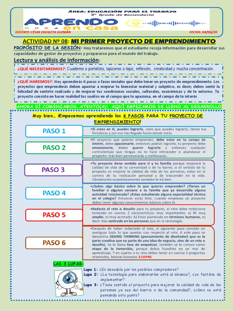 Actividad #08 - Ept 3º - Mi Primer Proyecto de Emprendimiento ...