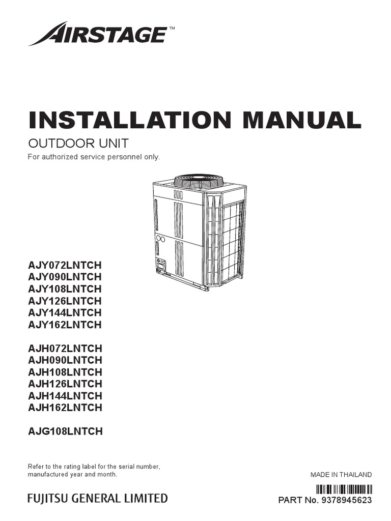 Installation Manual: Outdoor Unit | PDF | Pipe (Fluid Conveyance ...