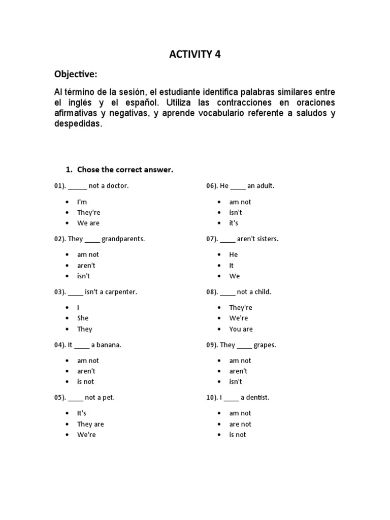 Activity 4: Objective | PDF | Language Arts & Discipline | Career & Growth