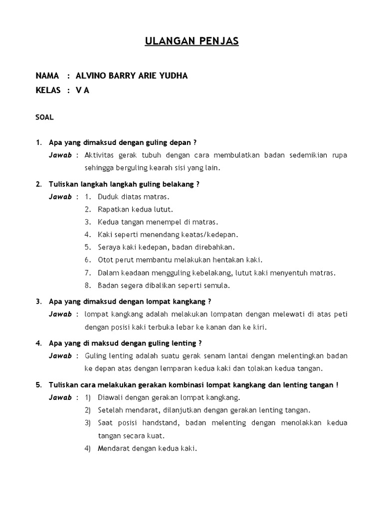 Ulangan Penjas Pdf