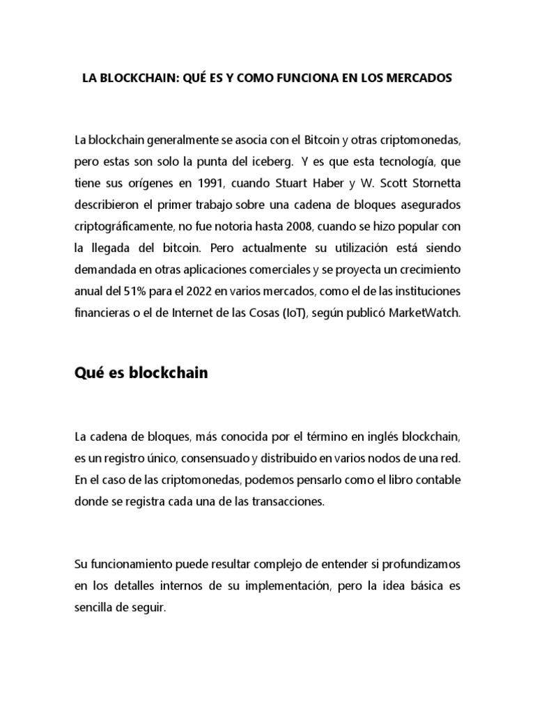 La Blockchain Que Es y Como Funciona | PDF | Internet de las Cosas ...