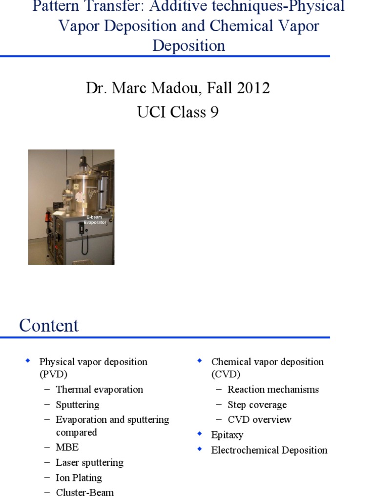 Advanced Deposition Techniques | PDF | Chemical Vapor Deposition ...