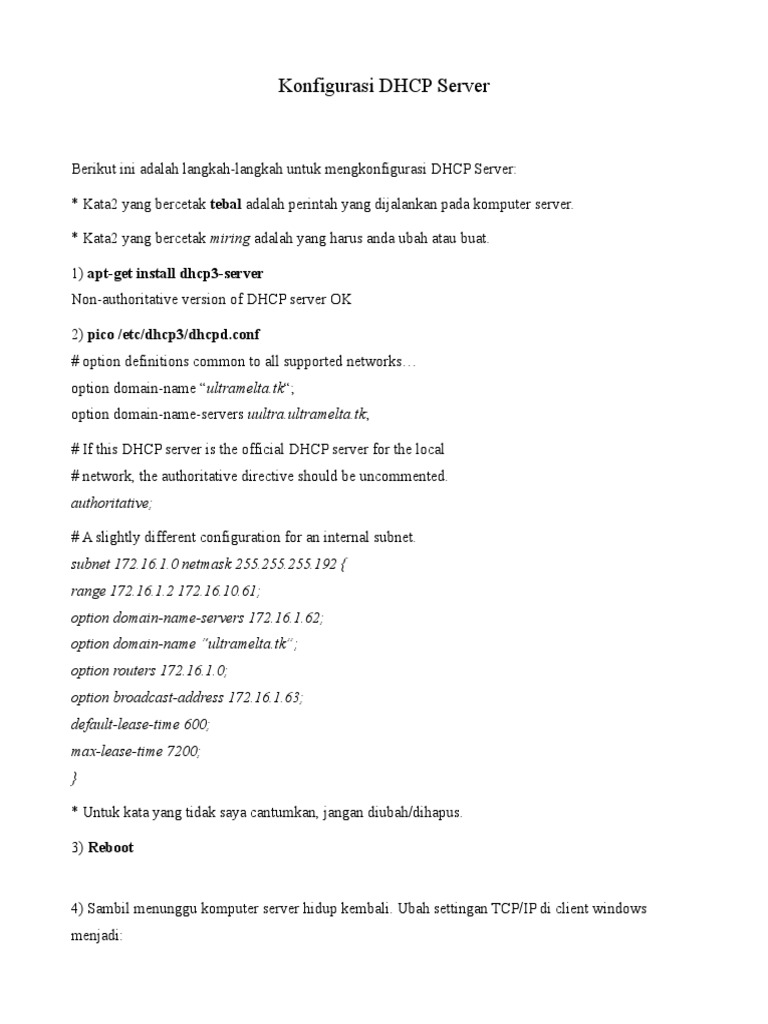Konfigurasi Server DHCP di Linux | PDF | Business | Computers