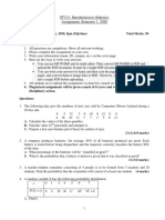 ST131: Introduction To Statistics Assignment, Semester 1, 2020