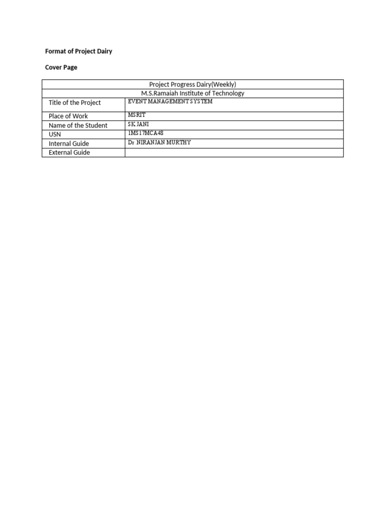 Weekly Project Report Format for Event Management | PDF | Business ...
