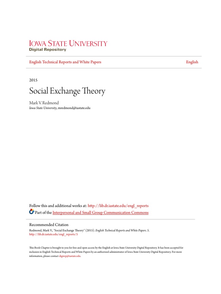 Social Exchange Theory | PDF | Power (Social And Political ...