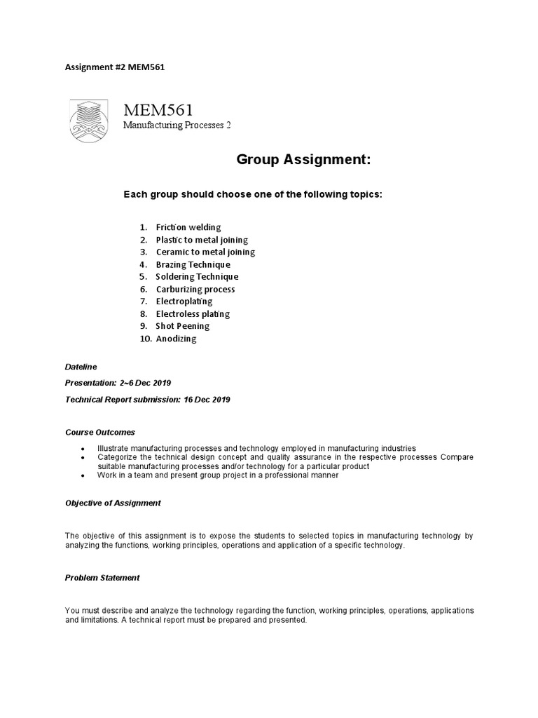 Group Assignment Manufacturing Processes 2 Pdf Engineering Business