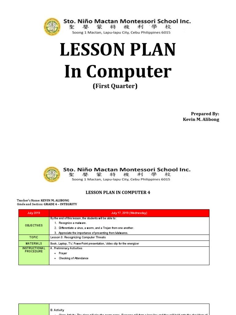 LESSON PLAN - 5th Week - Computer | PDF | Lesson Plan | Html