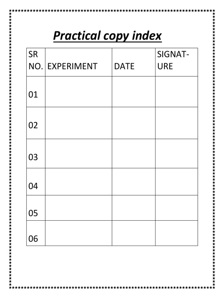 Practical Copy Index Sehar PDF | PDF