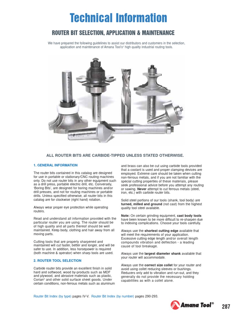 Technical Information: Router Bit Selection, Application & Maintenance ...