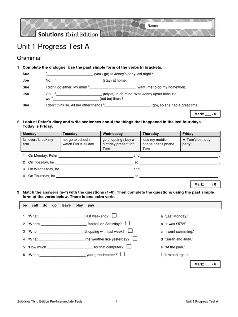 Unit 1 Progress Test A: Grammar | PDF | Languages