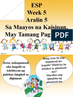 Esp Y1 Aralin 5 Sa Maayos Na Kaisipan, May Tamang Pagninilay