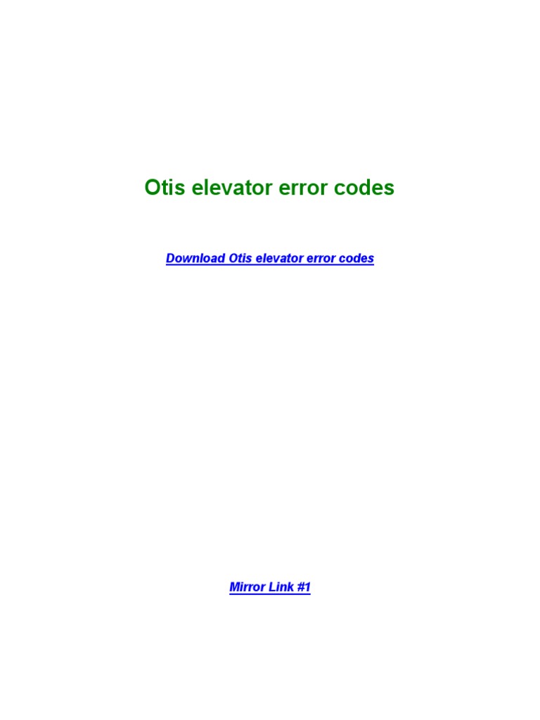 Otis Elevator Error Codes PDF Microsoft Windows System Software