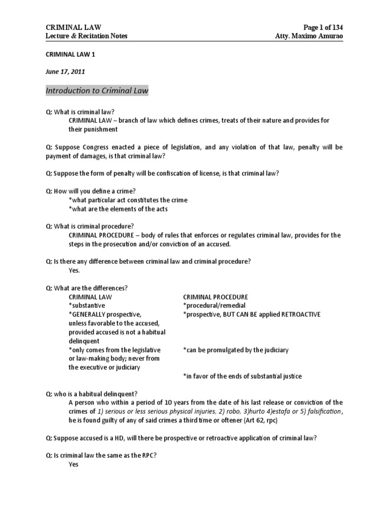 Overview of Criminal Law Principles | PDF | Crime & Violence | Crime ...