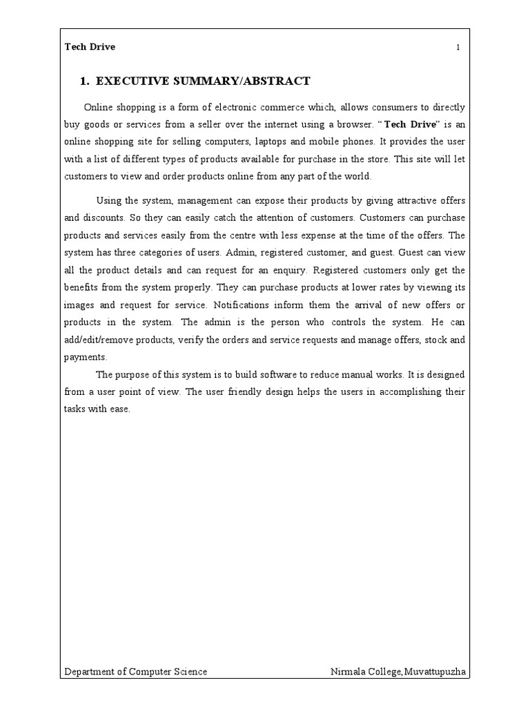 Executive Summary/Abstract: Tech Drive | PDF | Software Testing | My Sql