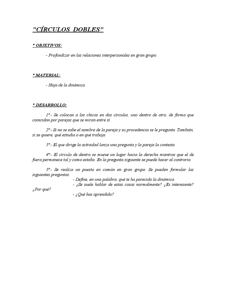 Dinámica de Círculos Dobles | PDF | Ocio