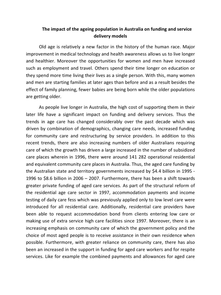 Age Care Essay PDF Elderly Care Ageing