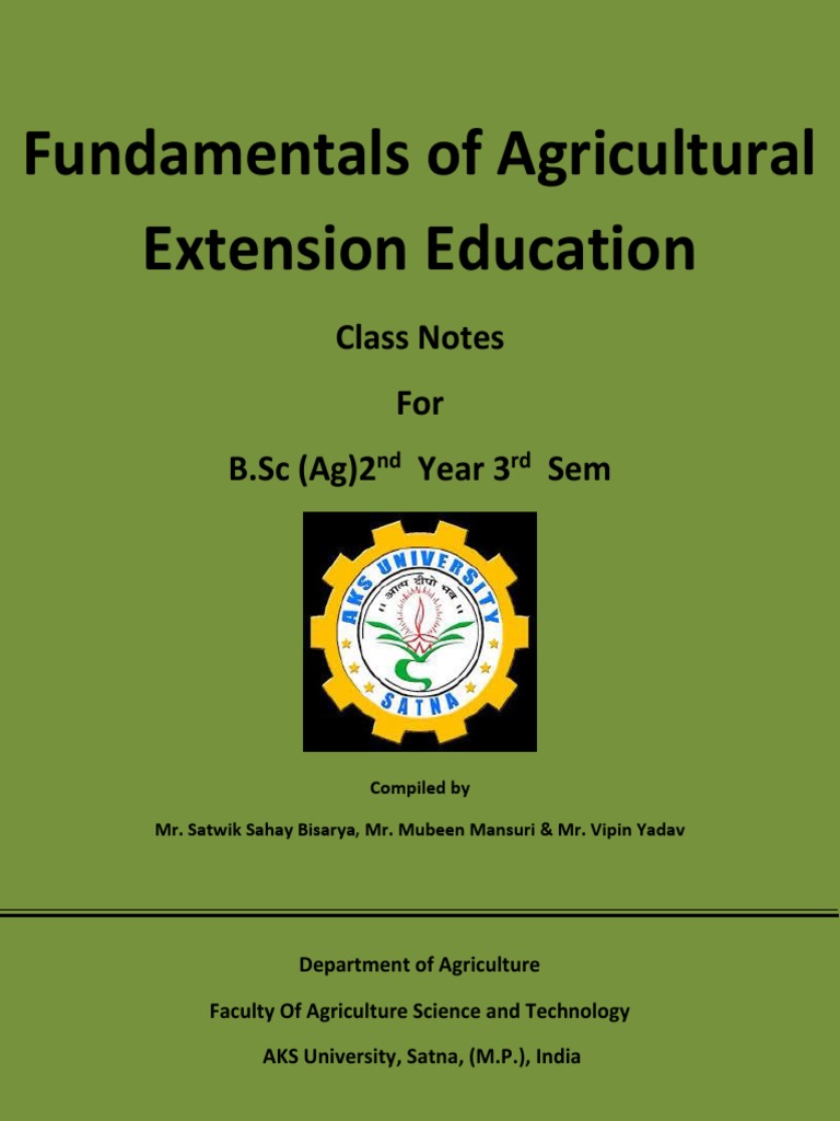 Fundamentals of Agriculture Extension Education PDF Evaluation Goal