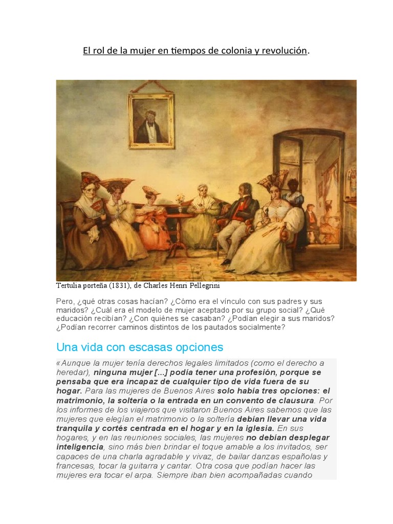 El rol de la mujer en tiempos de colonia y revolución.: Una vida con ...