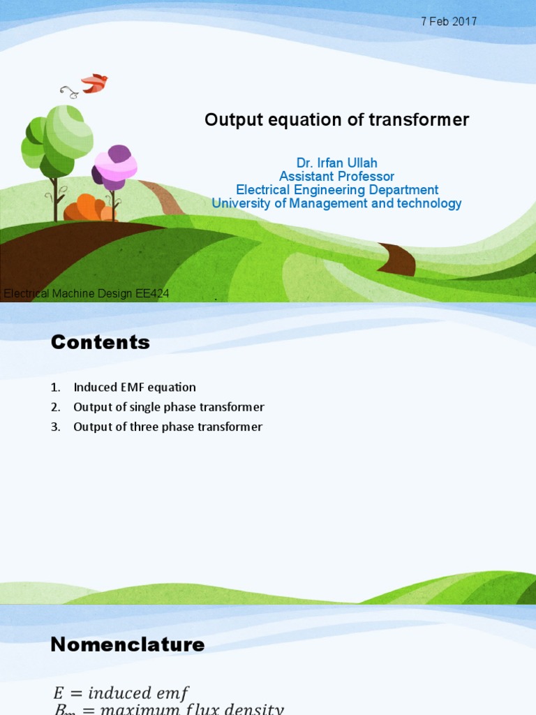 Transformer Output Equations | PDF | Science & Mathematics | Technology ...