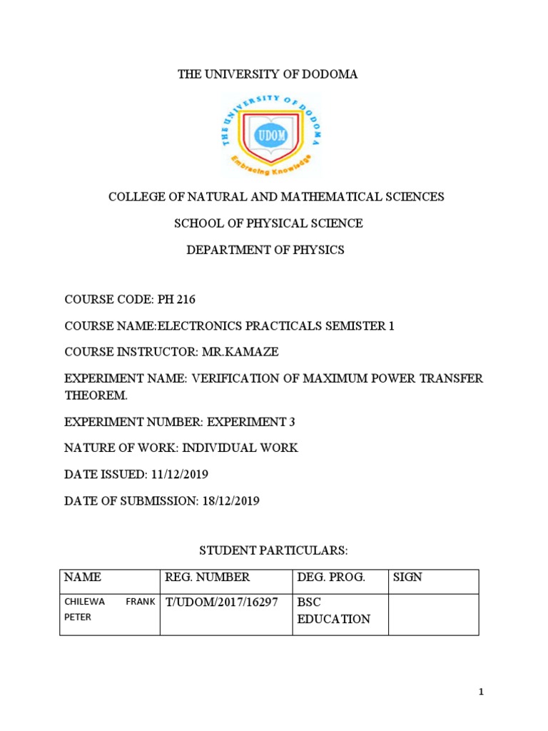 Maximum Power Transfer Theorem Pdf Electric Power Transmission