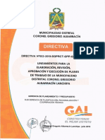 Directiva N°002-2019-Sgprct-Gpp-Gm-Mdcgal Lineamientos para La Elaboración, Revisión, Aprobación y Ejecución de Planes de Trabajo de La Mdcgal PDF