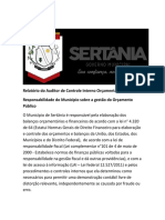 Relatório de Auditoria Contábil-Orçamentária do Município de Sertânia