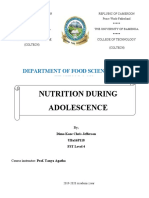 Nutrition During Adolescence: Department of Food Science and Technology