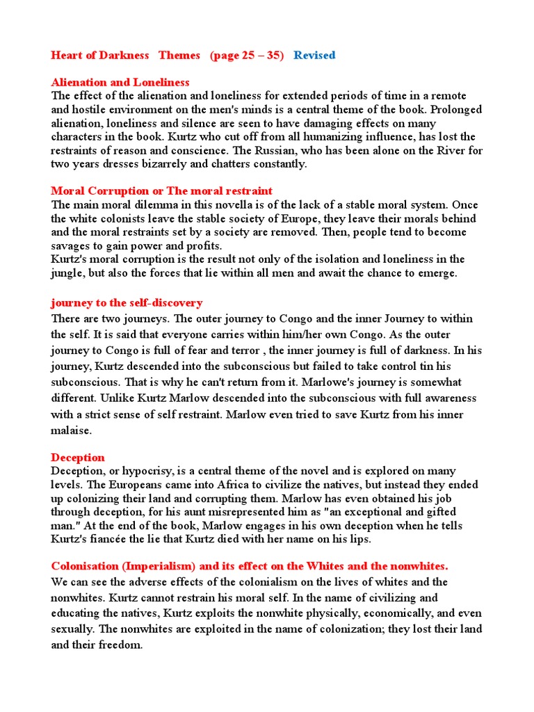 2 - Heart of Darkness Themes (Page 25 - 35) Revised PDF | PDF | Heart ...