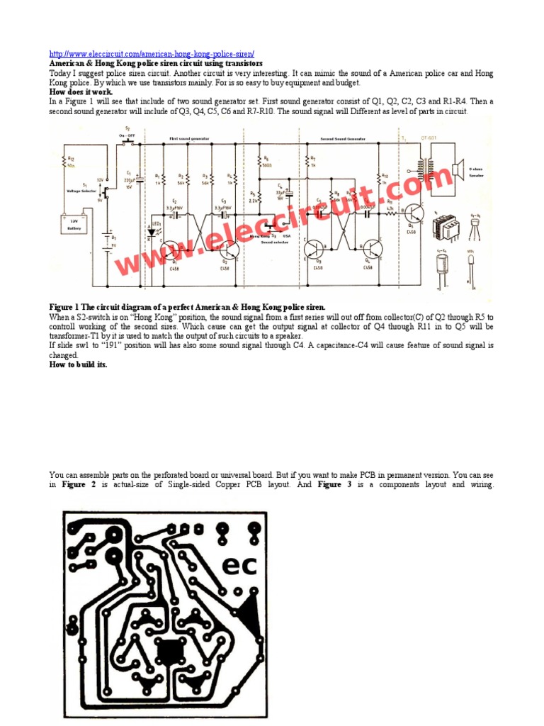 12V 10V Siren Circuit – Electronics Projects Circuits