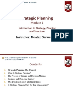 Module 1-Introduction To Strategy, Planning and Structure