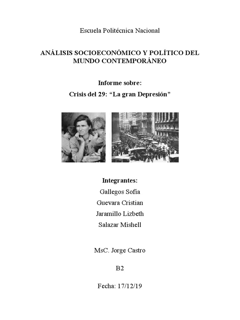 Crisis del 29: Causas y Efectos | PDF | Gran depresion | Macroeconómica