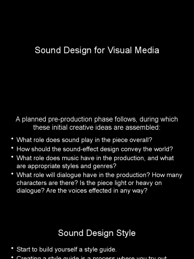 Sound Design For Visual Media PDF