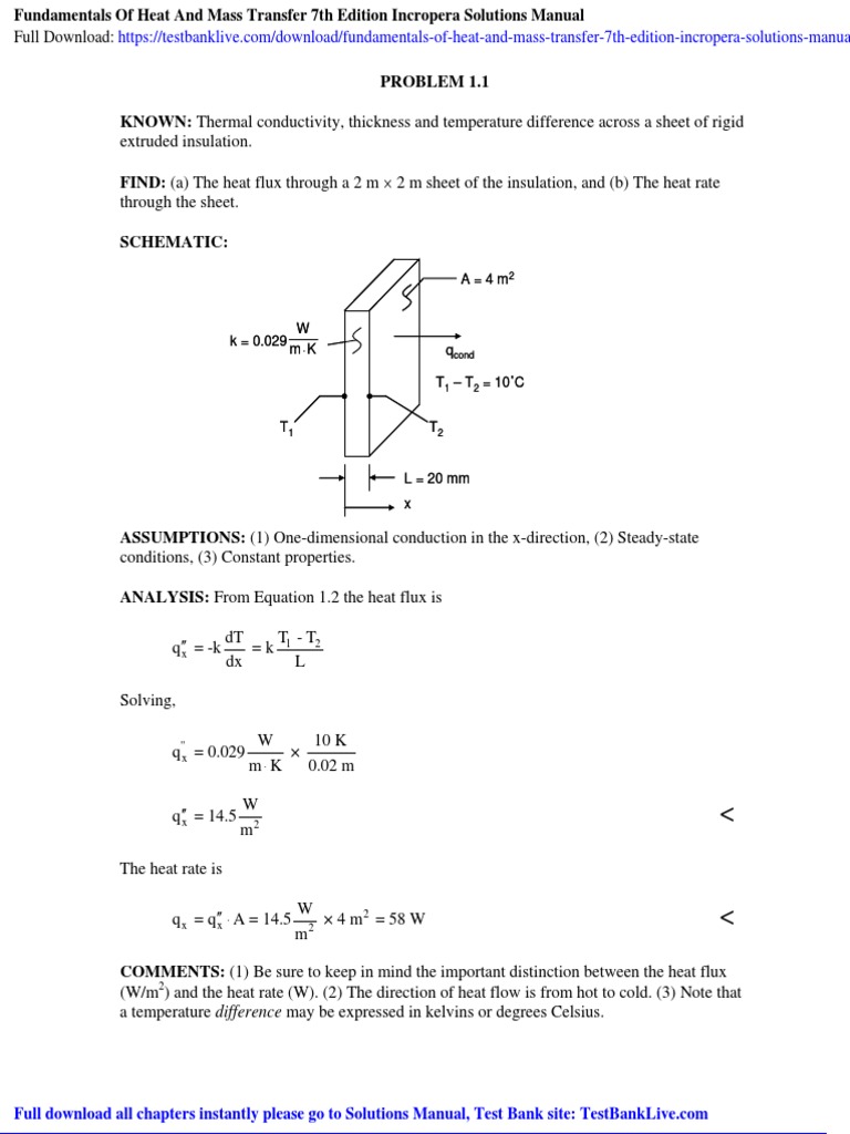 Incropera Heat Transfer Solutions Manual | PDF | Thermal Conduction ...