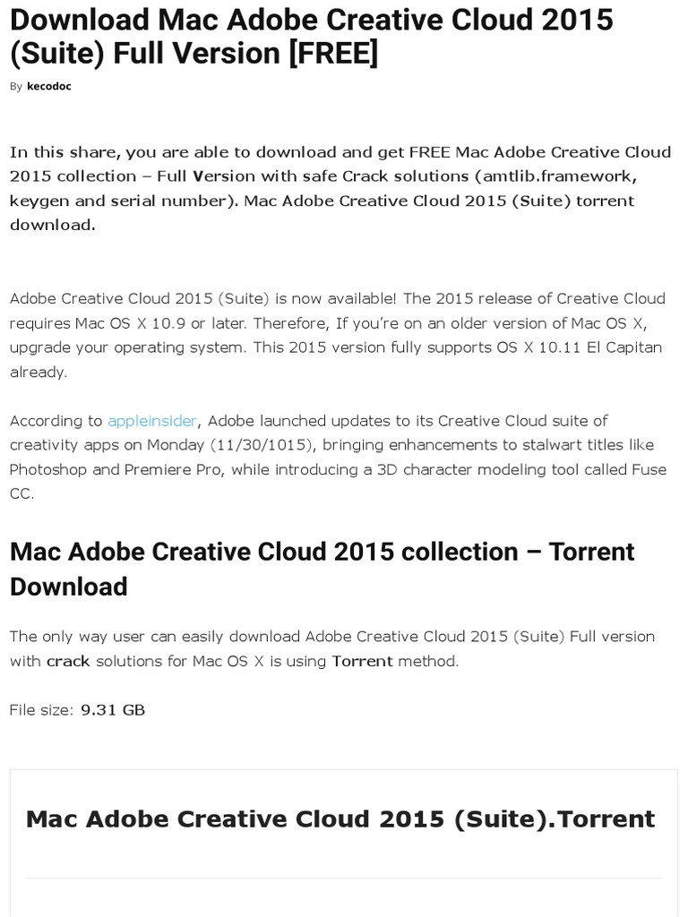 Download Mac Adobe Creative Cloud 15 Suite Full Version Free Macdrug Mac Os Adobe Photoshop