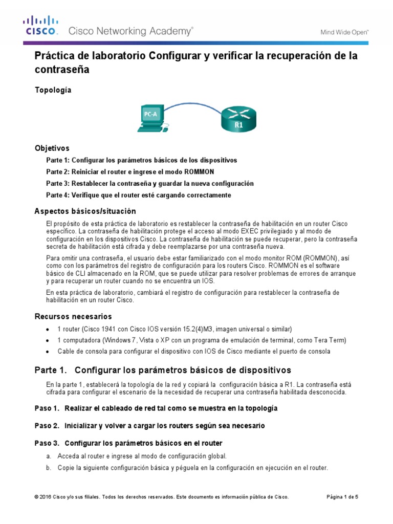 10.3.1.11 Lab - Configure and Verify Password Recovery | PDF ...