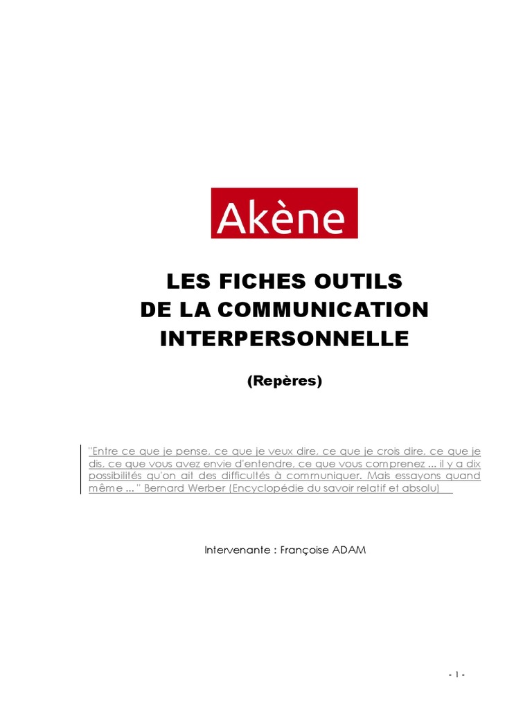 Les Fiches Outils de La Communication PDF | PDF | la communication ...