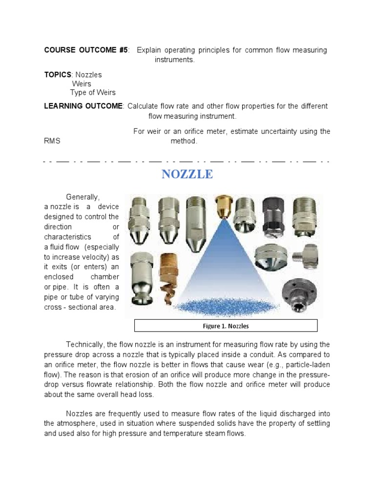 Nozzle COURSE 5 Explain Operating Principles For Common Flow