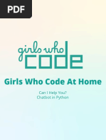 Girls Who Code at Home: Can I Help You? Chatbot in Python