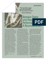 Baroque Opera and Historical Performance A Consideration