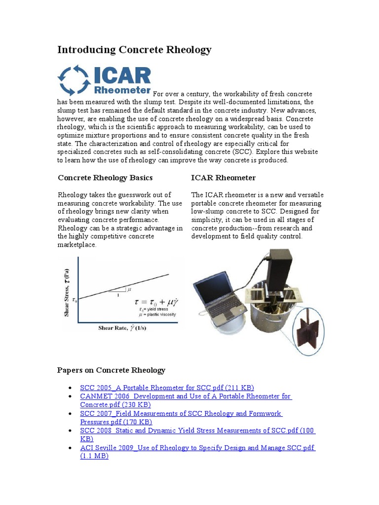 Introducing Concrete Rheology PDF Rheology Concrete