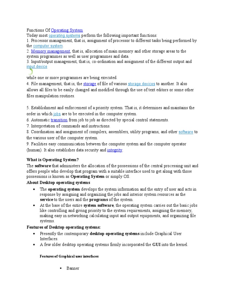 Functions of Operating System | PDF | Operating System | Microsoft Windows