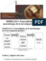 MODULO I - Sesión 1 RUDIMENTOS DE LA METODOLOGIA DE LA INV. CIENTIFICA