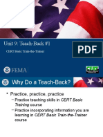 Unit 9: Teach-Back #1: CERT Basic Train-the-Trainer