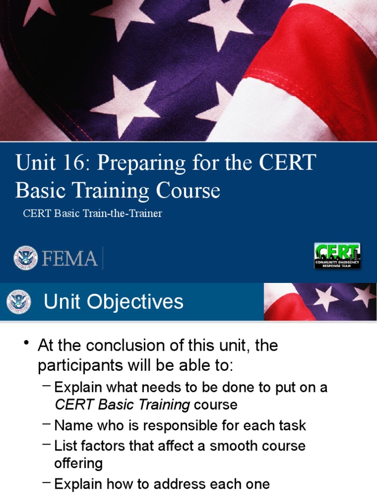 Unit 16: Preparing For The CERT Basic Training Course | PDF | Cognition ...